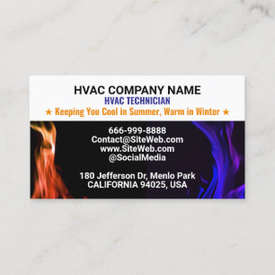 HVAC Technician & Contractor   Professional Slogan Business Card