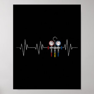 Hvac Technician Ekg Heartbeat Vintage Funny Hvac T Poster