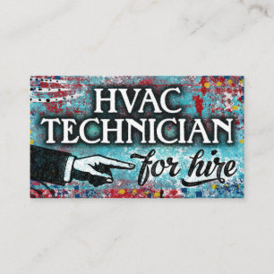 HVAC Technician For Hire Business Cards - Blue Red