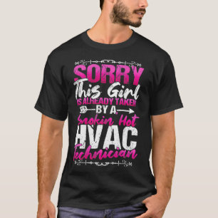 HVAC Technician Gifts Wife Design On Back Of Cloth T-Shirt