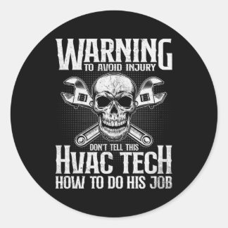 Hvac Technician Hvac Tech On Back Classic Round Sticker