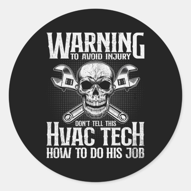 Hvac Technician Hvac Tech On Back Classic Round Sticker (Front)