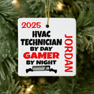 HVAC Technician Loves Playing Video Games Ceramic Ornament