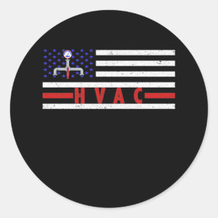 HVAC Technician Men American Flag USA Vintage Classic Round Sticker
