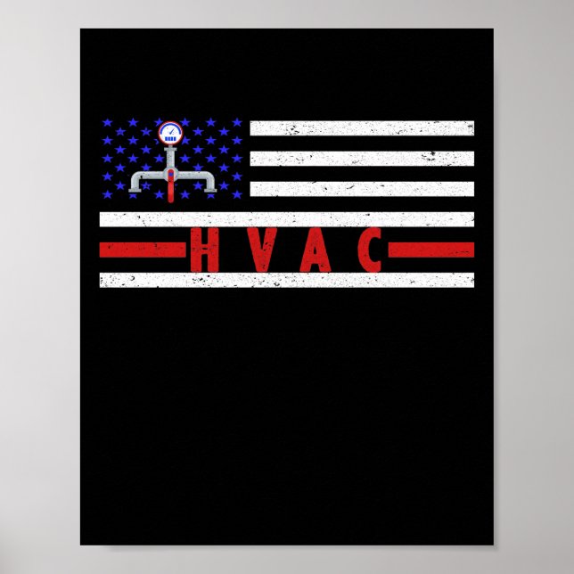 HVAC Technician Men American Flag USA Vintage Poster (Front)