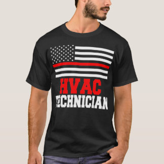 HVAC Technician USA Flags Funny HVAC Tech  T-Shirt