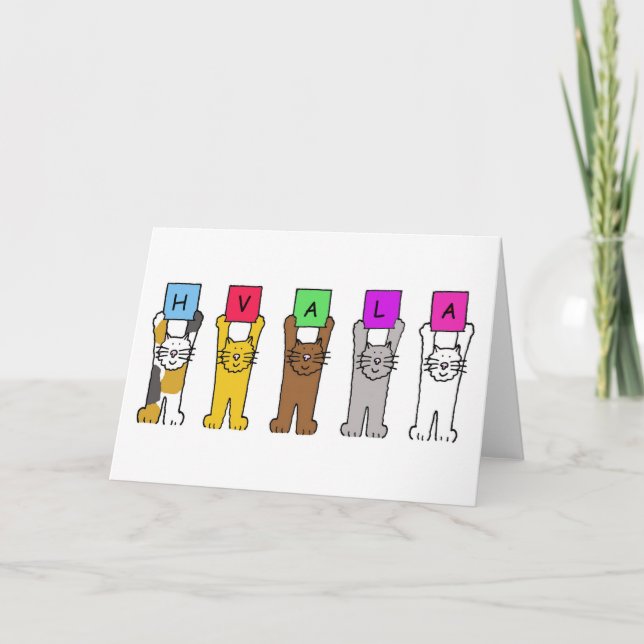 Hvala Thanks Serbian, Croatian, Bosnian, Slovenia Thank You Card (Front)