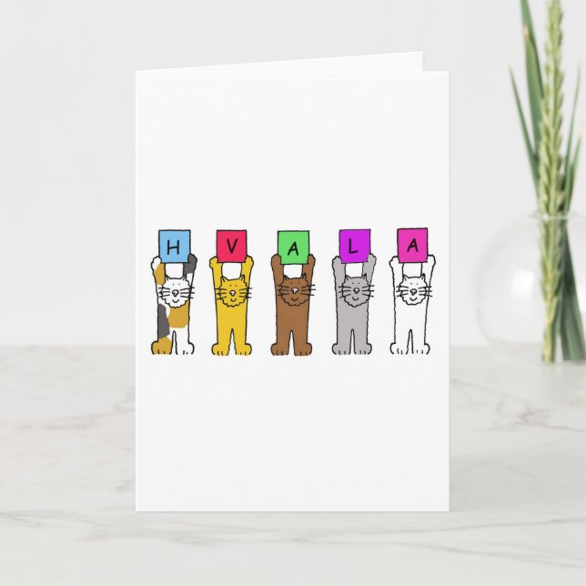 Hvala Thanks Serbian, Croatian, Bosnian, Slovenia Thank You Card (Front)