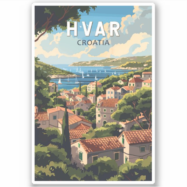 Hvar Croatia Travel Art Vintage (Front)