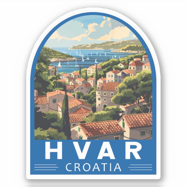 Hvar Croatia Travel Art Vintage (Front)