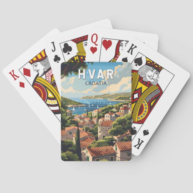 Hvar Croatia Travel Art Vintage Playing Cards (Back)