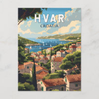 Hvar Croatia Travel Art Vintage