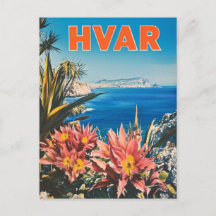 Hvar Croatia vintage Postcard