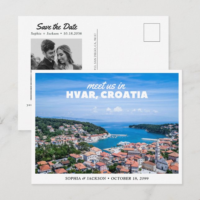 Hvar Croatia Wedding Save the Date Postcard (Front/Back)