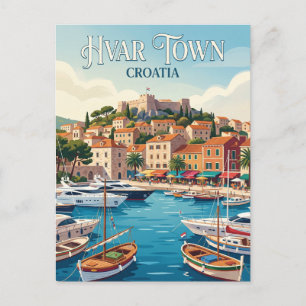 Hvar Town Harbour Croatia Postcard