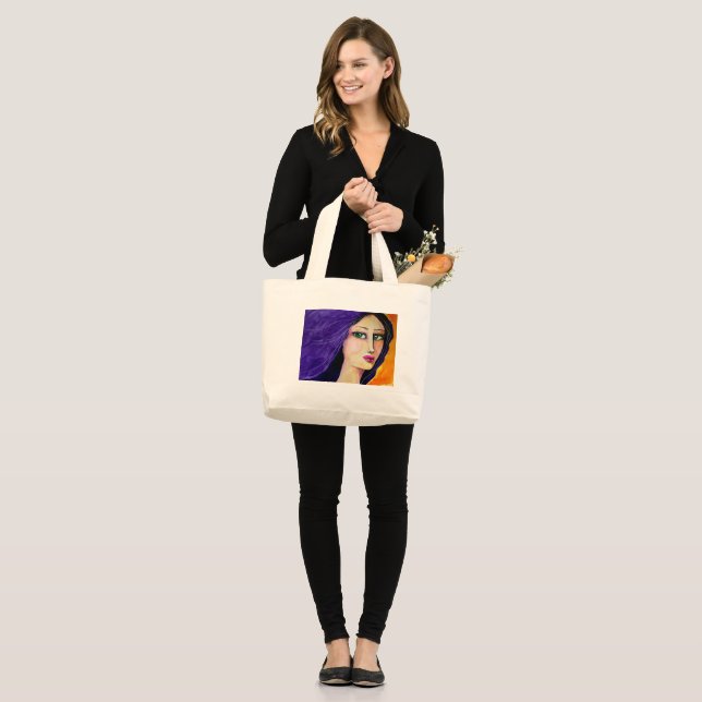 HWJ Purple Hair Woman Tote (Front (Model))