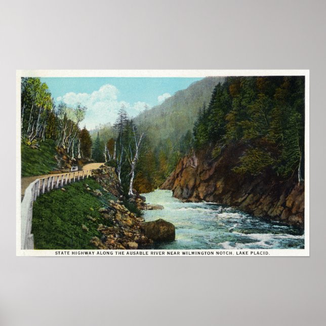 Hwy View of Ausable River near Wilmington Poster (Front)