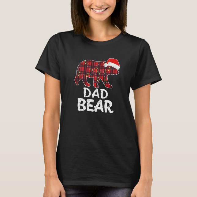 Hy Dad Bear Red Plaid Christmas Pajama Matching Co T-Shirt (Front)