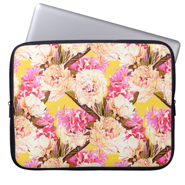 Hyacinth and peonis flowers, seamless pattern. Wat Laptop Sleeve (Front)