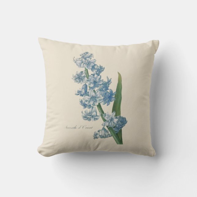 Hyacinth Blue Flower Illustration Throw Pillow (Front)