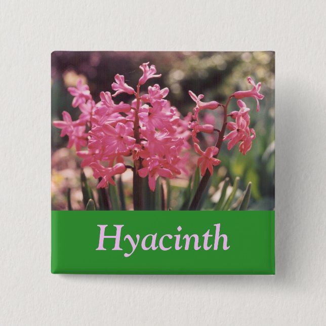 Hyacinth Cluster 2 Inch Square Button (Front)