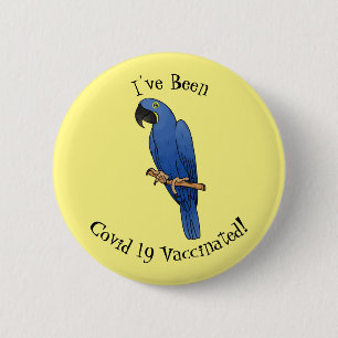 Hyacinth macaw bird cartoon illustration 2 inch round button