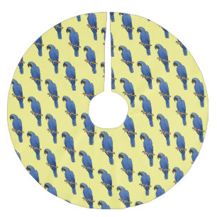 Hyacinth macaw bird cartoon illustration brushed polyester tree skirt
