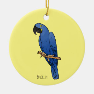 Hyacinth macaw bird cartoon illustration ceramic ornament