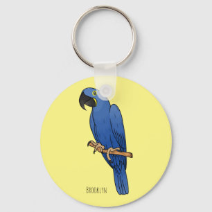 Hyacinth macaw bird cartoon illustration keychain