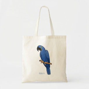 Hyacinth macaw bird cartoon illustration tote bag