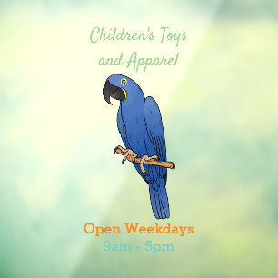 Hyacinth macaw bird cartoon illustration window cling