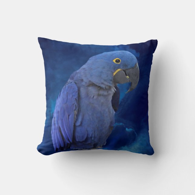 Hyacinth Macaw Throw Pillow (Front)