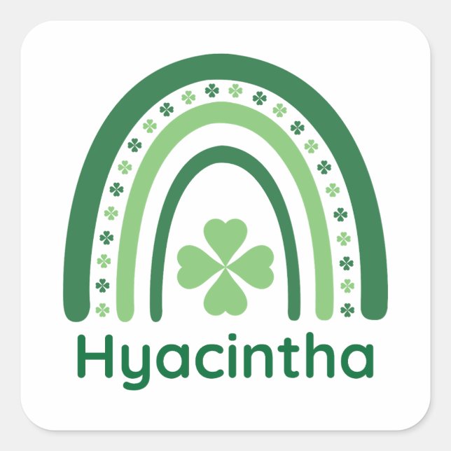 Hyacintha Name Clover Boho Rainbow Square Sticker (Front)