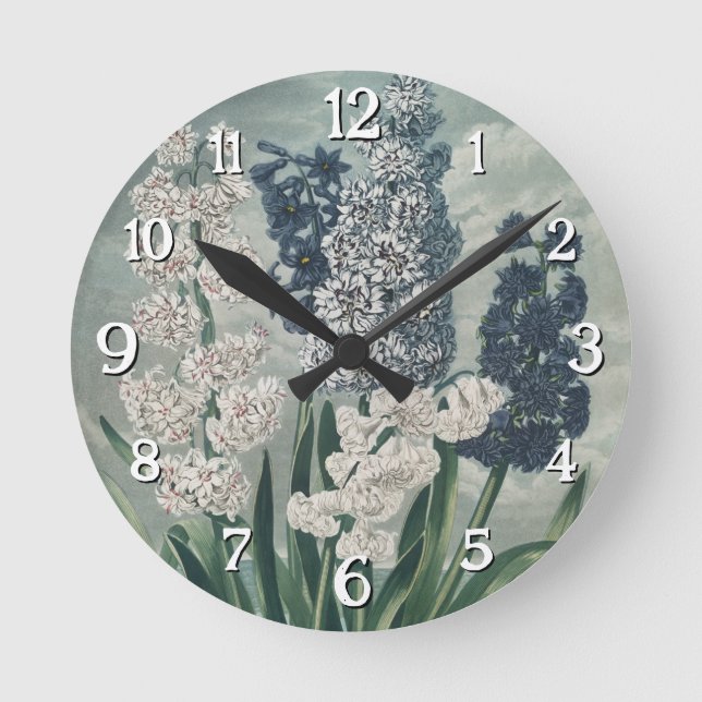 Hyacinths (1807) – Exquisite Vintage Botanical  Round Clock (Front)