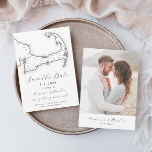Hyannis MA Cape Cod Map Black and White Wedding Save The Date