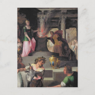 Hyante and Climene offering a sacrifice to Postcard