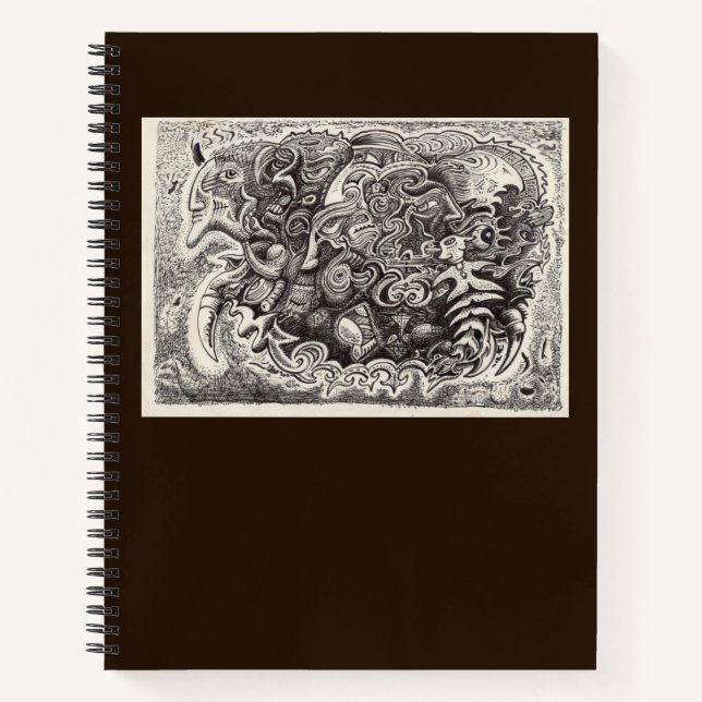 Hybrid Beast ink drawing  Notebook (Front)
