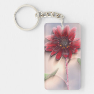 Hybrid sunflower blowing in the wind keychain