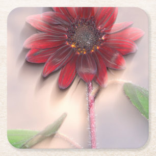Hybrid sunflower blowing in the wind square paper coaster