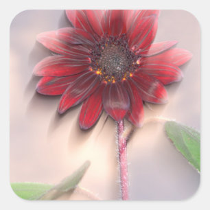 Hybrid sunflower blowing in the wind square sticker