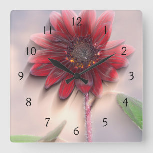 Hybrid sunflower blowing in the wind square wall clock
