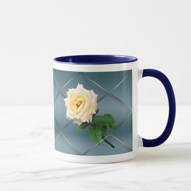 Hybrid Tea Rose - Blue Background Customizable Mug (Right)