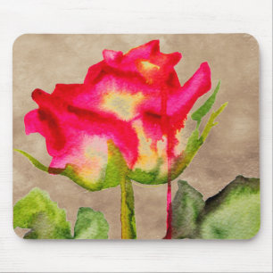 Hybrid Tea Rose watercolour modern flower art Mouse Pad