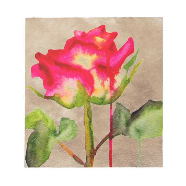 Hybrid Tea Rose watercolour modern flower art Notepad (Front)