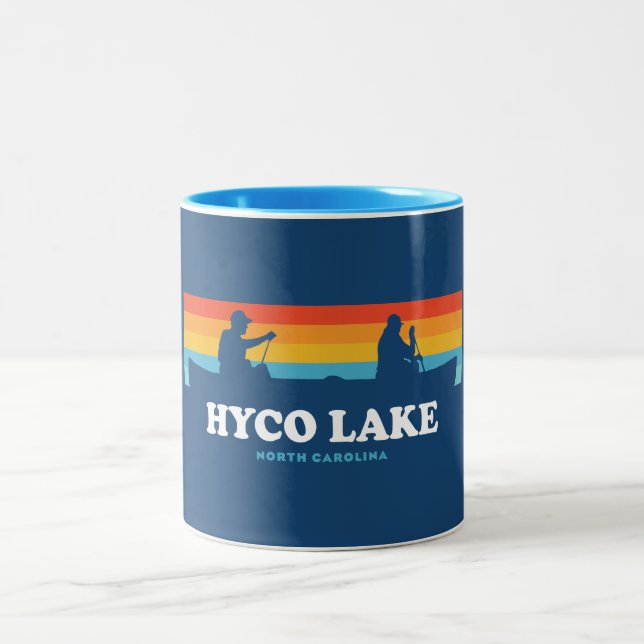 Hyco Lake North Carolina Canoe Two-Tone Coffee Mug (Center)