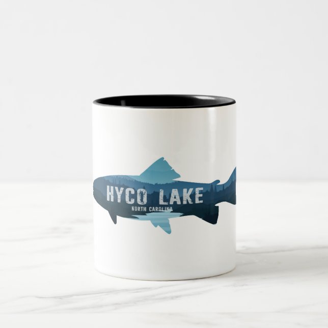 Hyco Lake North Carolina Fish Two-Tone Coffee Mug (Center)
