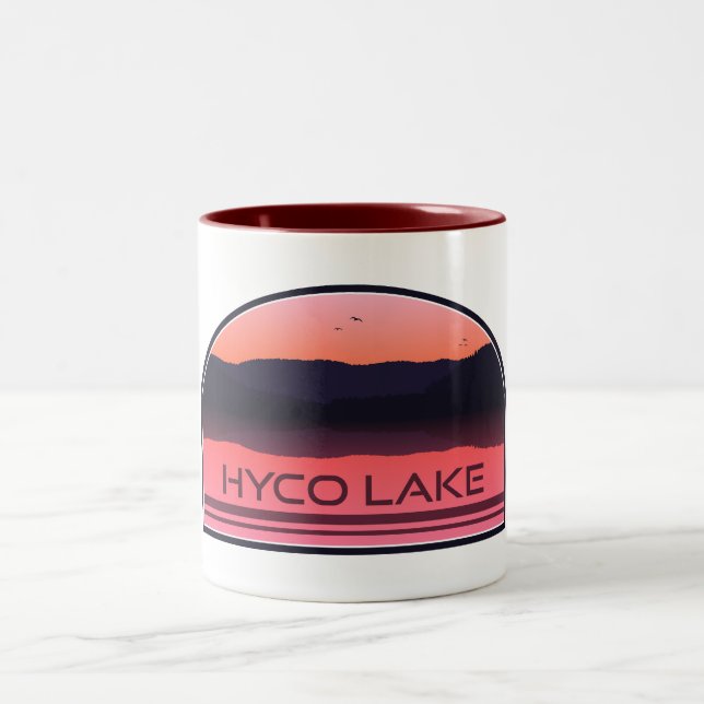 Hyco Lake North Carolina Red Sunrise Two-Tone Coffee Mug (Center)