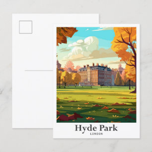 Hyde Park London England Travel Illustration Postcard