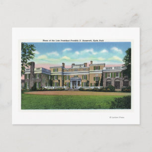 Hyde Park View of President FDR's Mansion Postcard