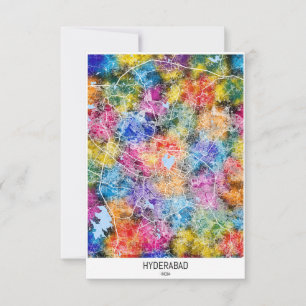 Hyderabad India City Map Thank You Card